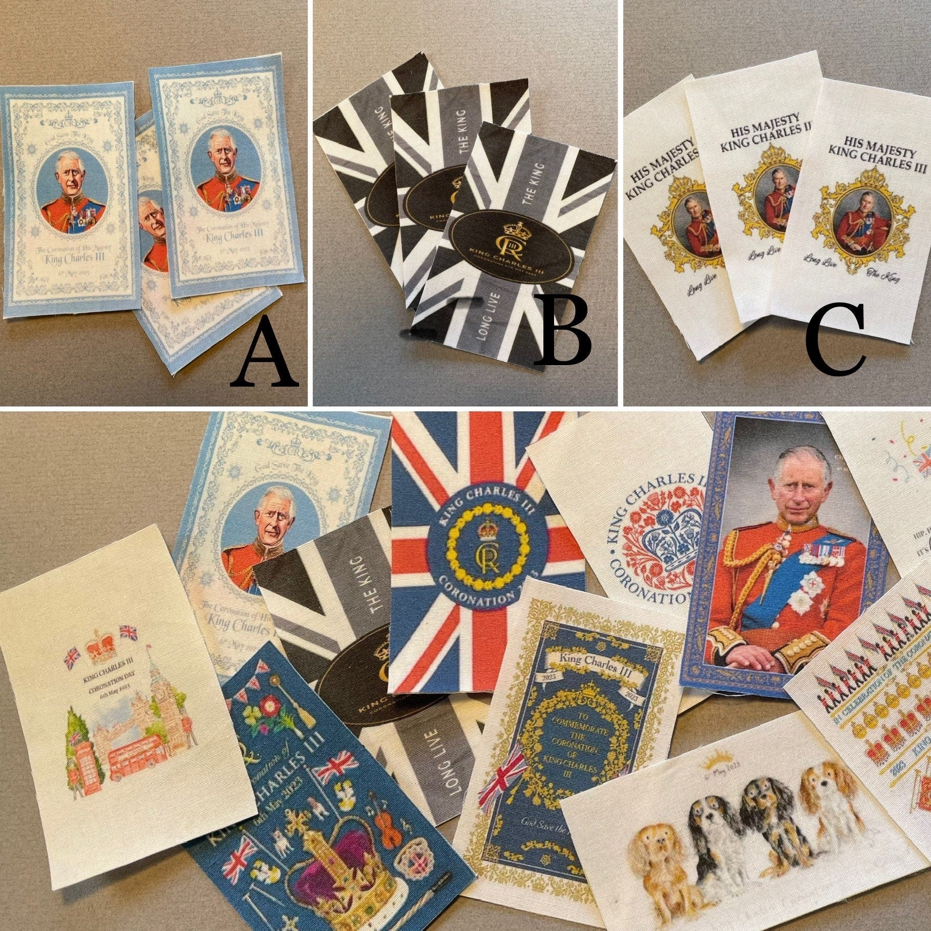 Dolls House Miniatures - Royal King Charles III coronation Tea Towel x 1 (12 options)
