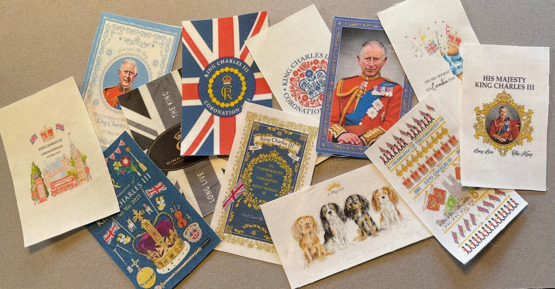 Dolls House Miniatures - Royal King Charles III coronation Tea Towel x 1 (12 options)