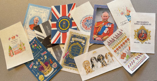 Dolls House Miniatures - Royal King Charles III coronation Tea Towel x 1 (12 options)