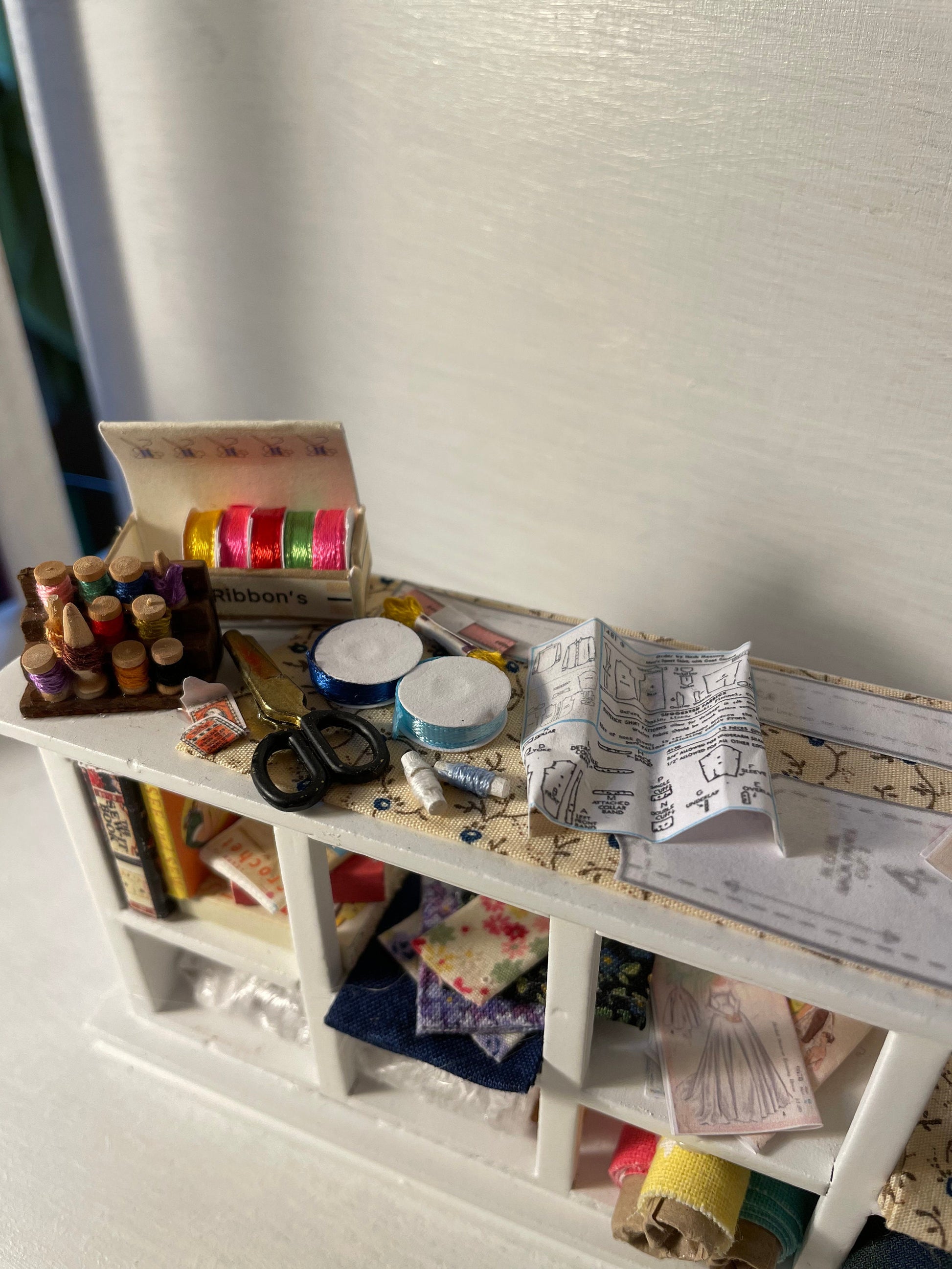 Dolls House Miniatures - 1/12th  -  Haberdashery / Sewing counter