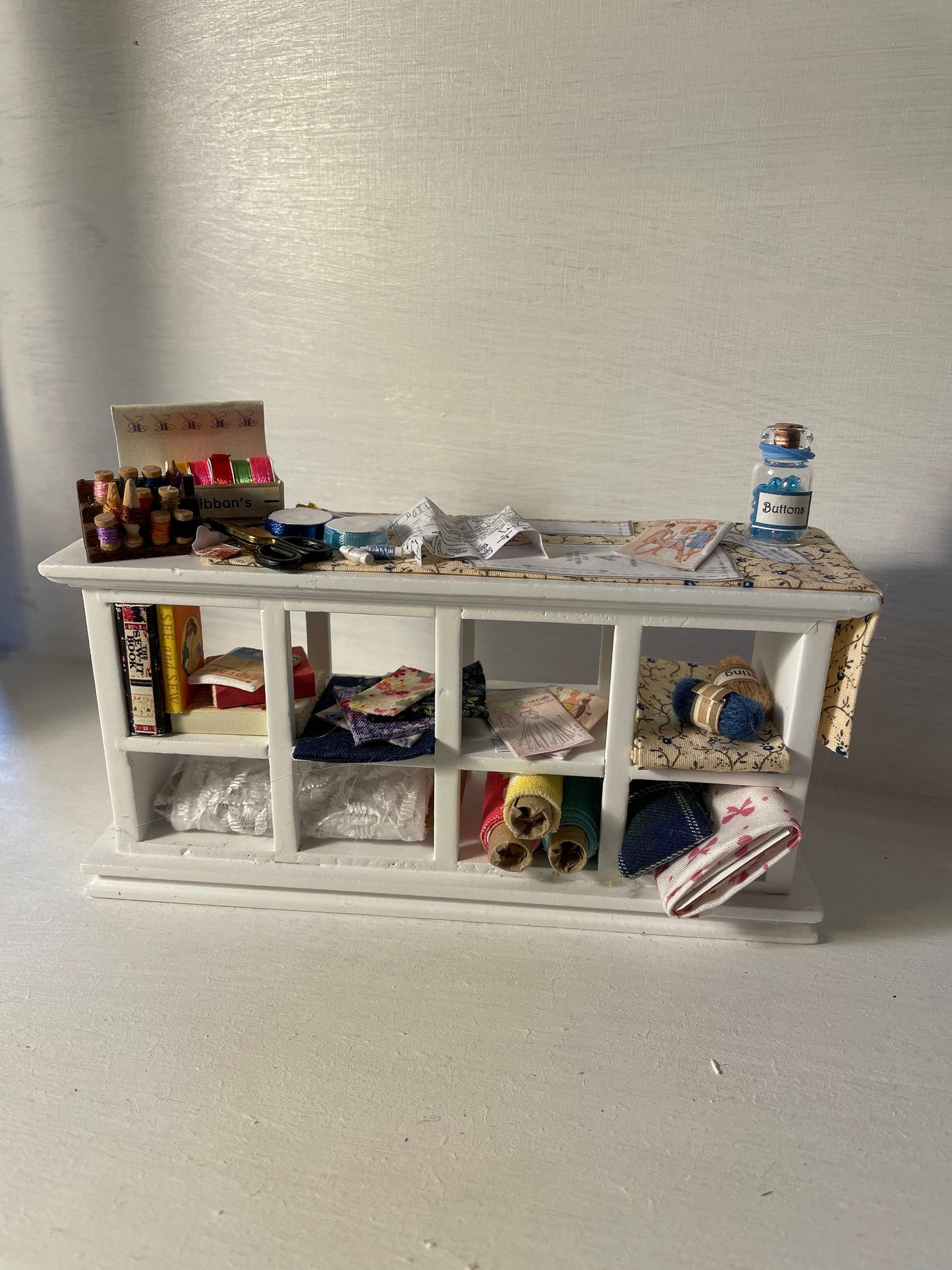 Dolls House Miniatures - 1/12th  -  Haberdashery / Sewing counter