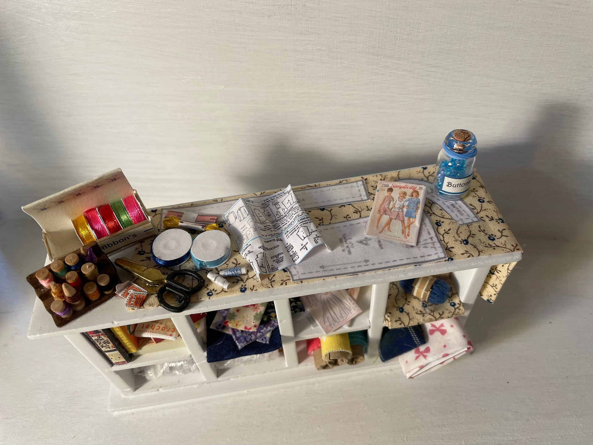Dolls House Miniatures - 1/12th  -  Haberdashery / Sewing counter