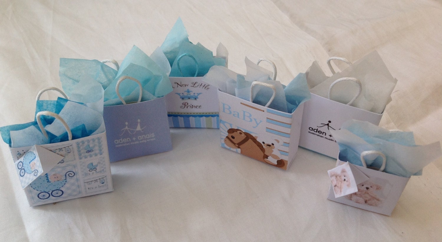 Dolls House Miniatures -  1/12th baby boy Gift Bags