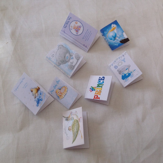 Dolls House Miniatures -  1/12th baby boy Greetings cards