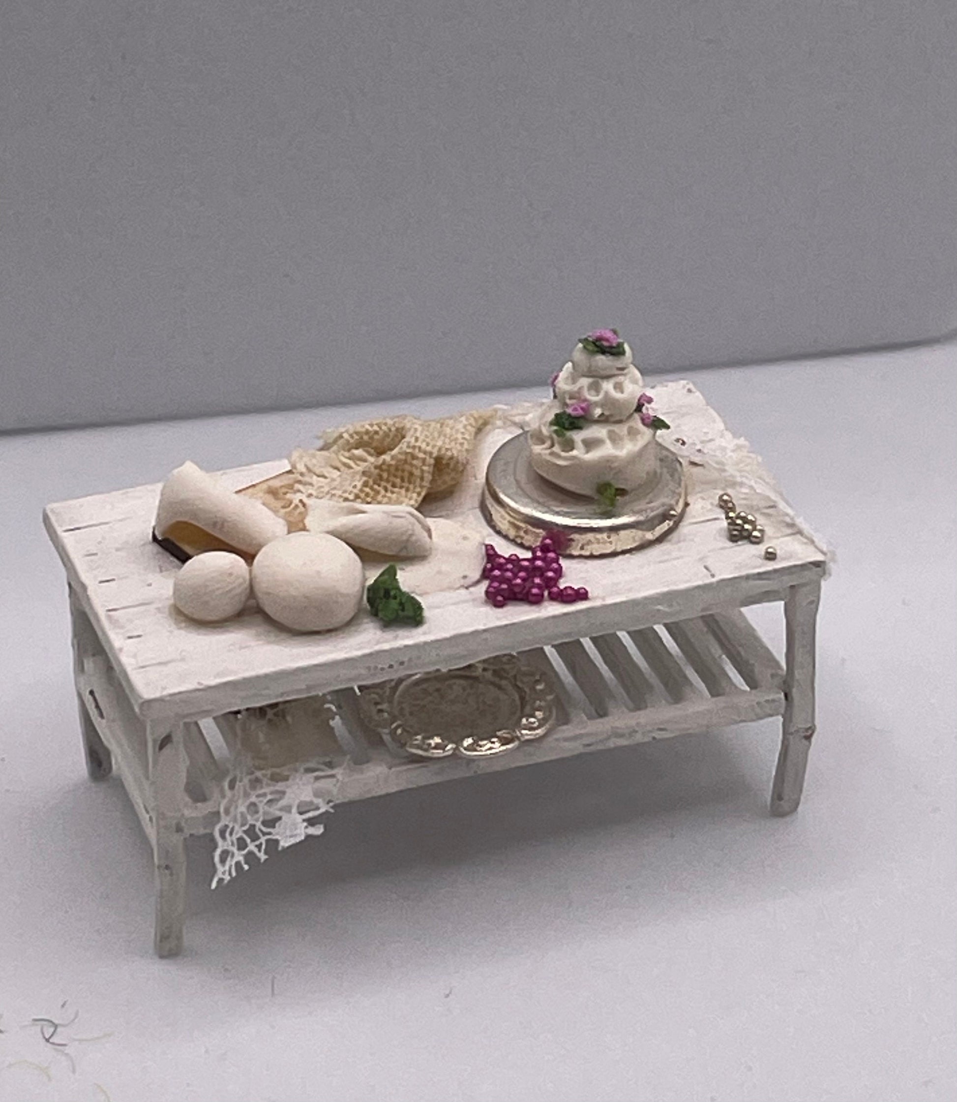 Dolls House 1/48th / 1:48 /Quarter Scale - Wedding Prep. Food Table