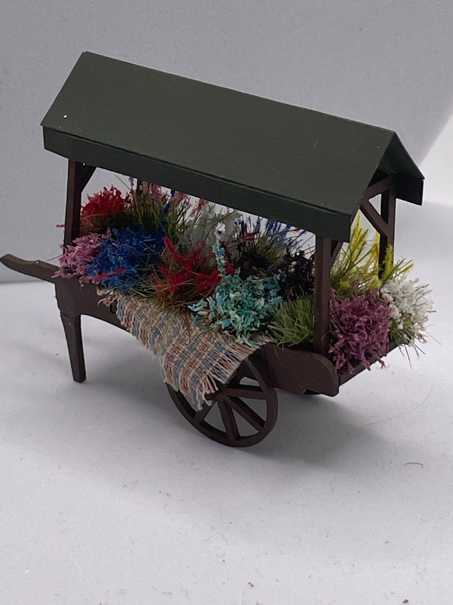Dolls House Miniatures ( 1/48th - 1:48th - 1/4" - Quarter Inch Scale )  - Hand Made   - Flower Cart