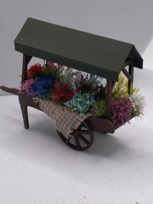 Dolls House Miniatures ( 1/48th - 1:48th - 1/4" - Quarter Inch Scale )  - Hand Made   - Flower Cart