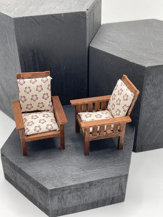 Dolls House Miniatures 1/24th / 1:24th / Half Inch Scale -  arts and crafts chairs x2
