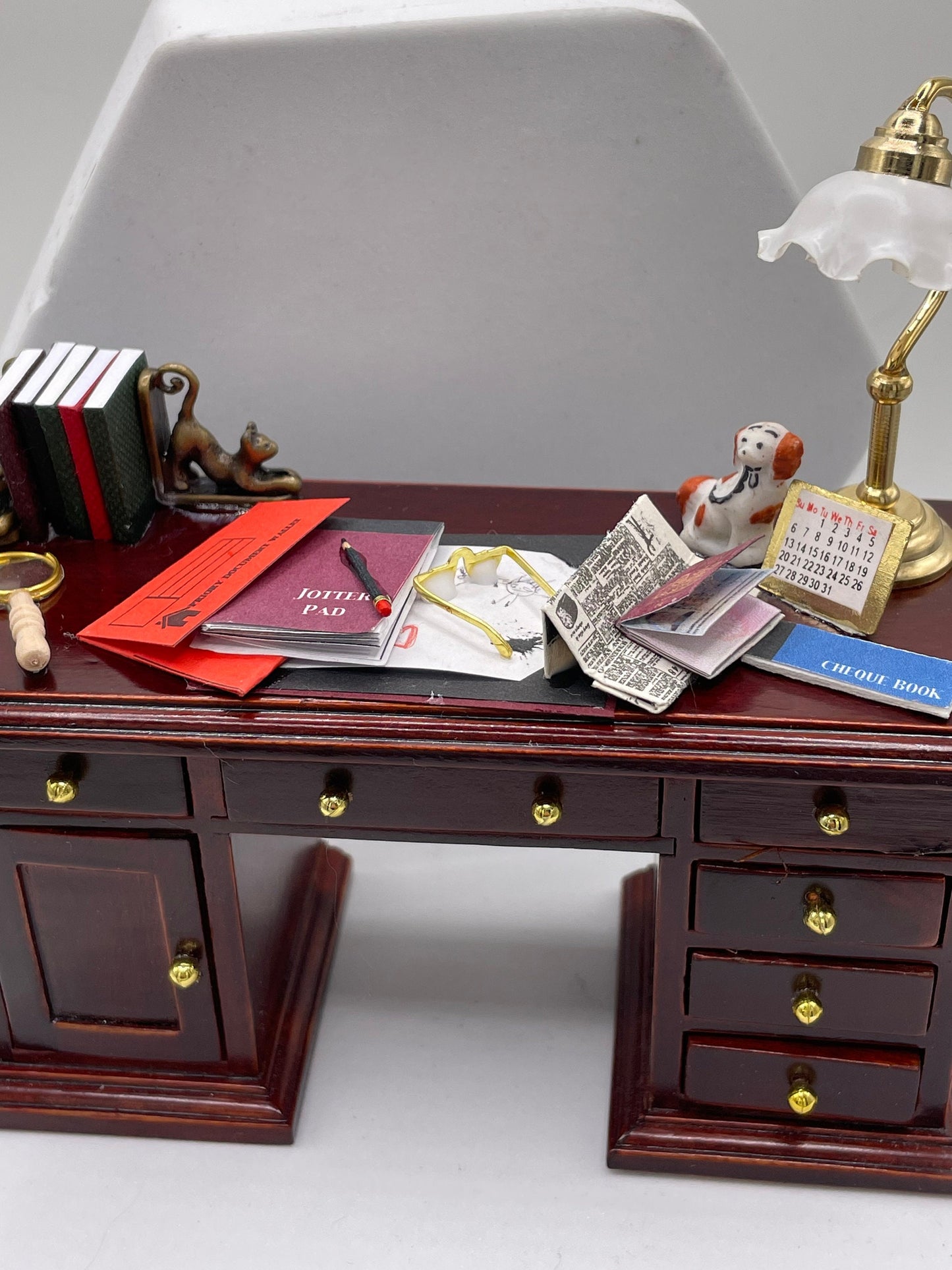 Dolls House Miniatures - 1/12th Mahogany Desk