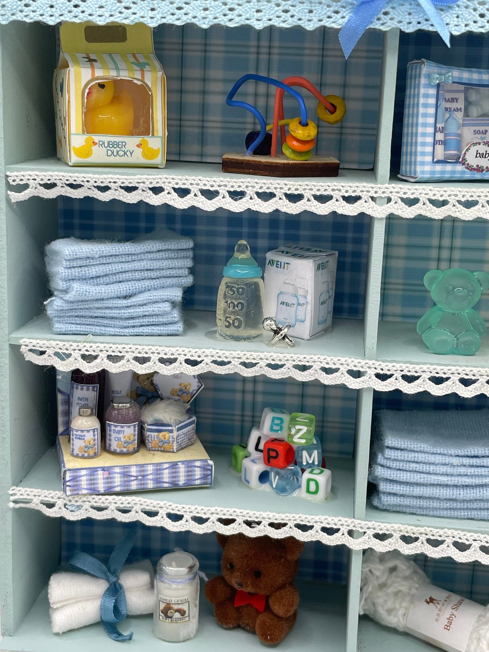 Dolls House Miniatures - 1/12th Baby Boy Shelves