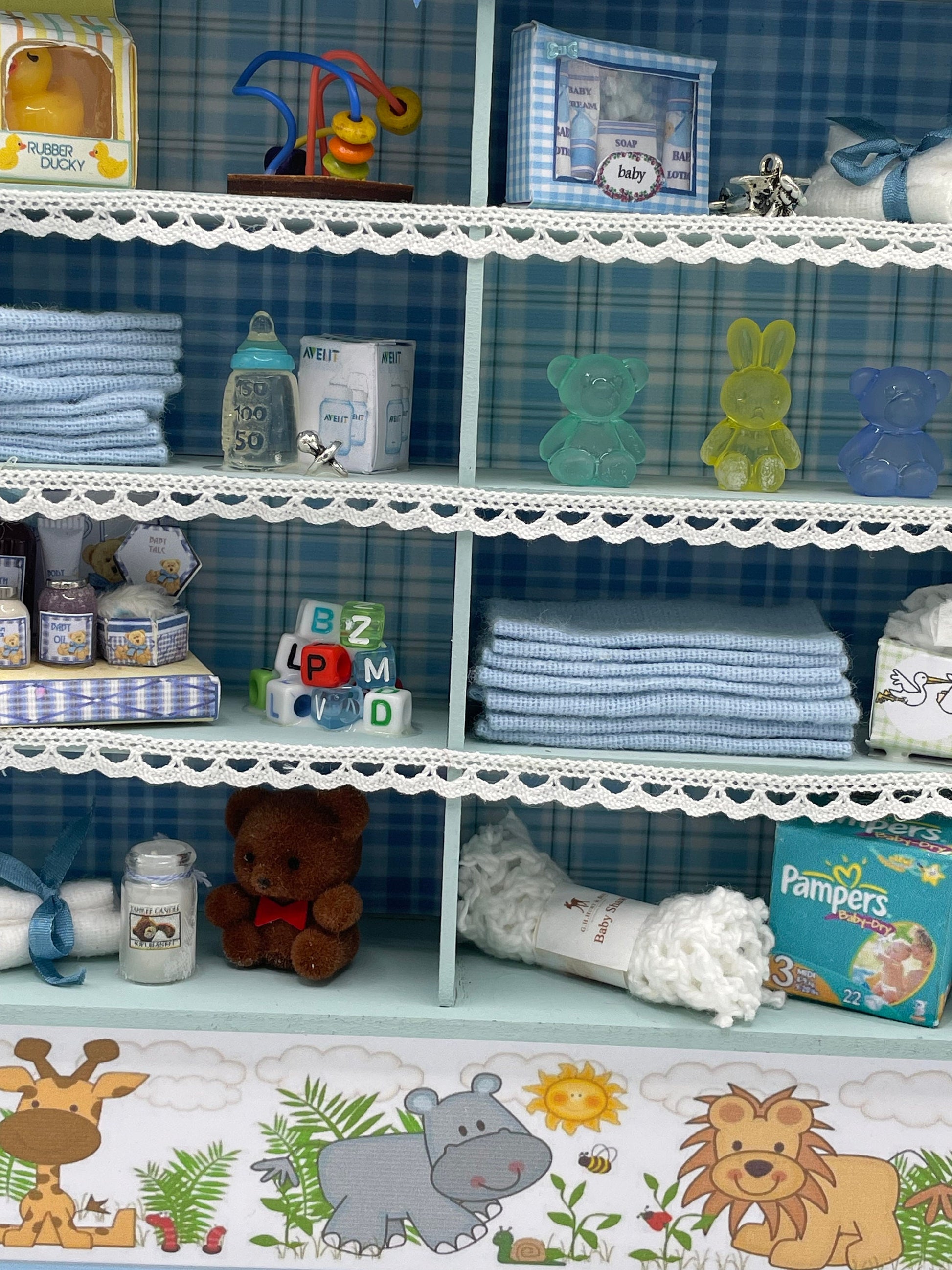 Dolls House Miniatures - 1/12th Baby Boy Shelves