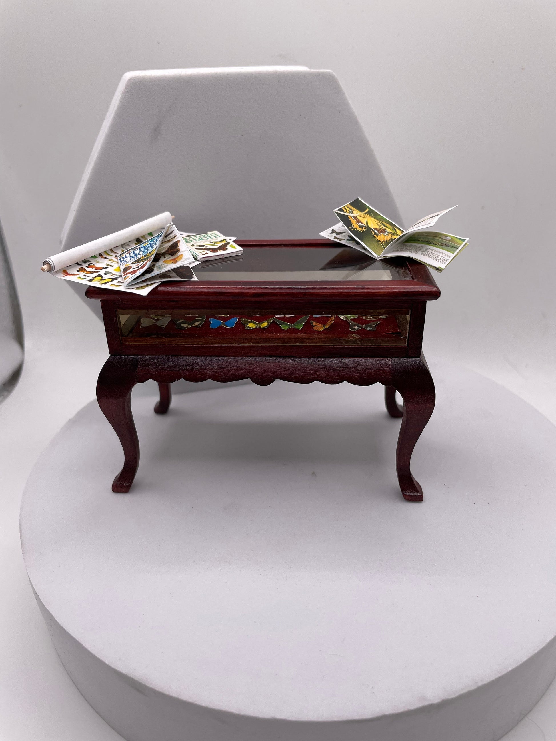 Dolls House Miniatures - 1/12th Lepidopterist ( butterfly ) Curio Table  - Vera Collective