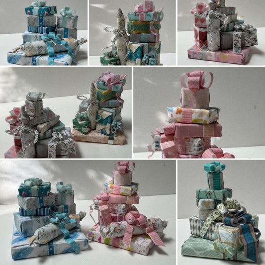 DOLLS HOUSE MINIATURES - 1/12th scale (1 inch) stack of stack of  Presents (Wedding, Birthday, baby etc)