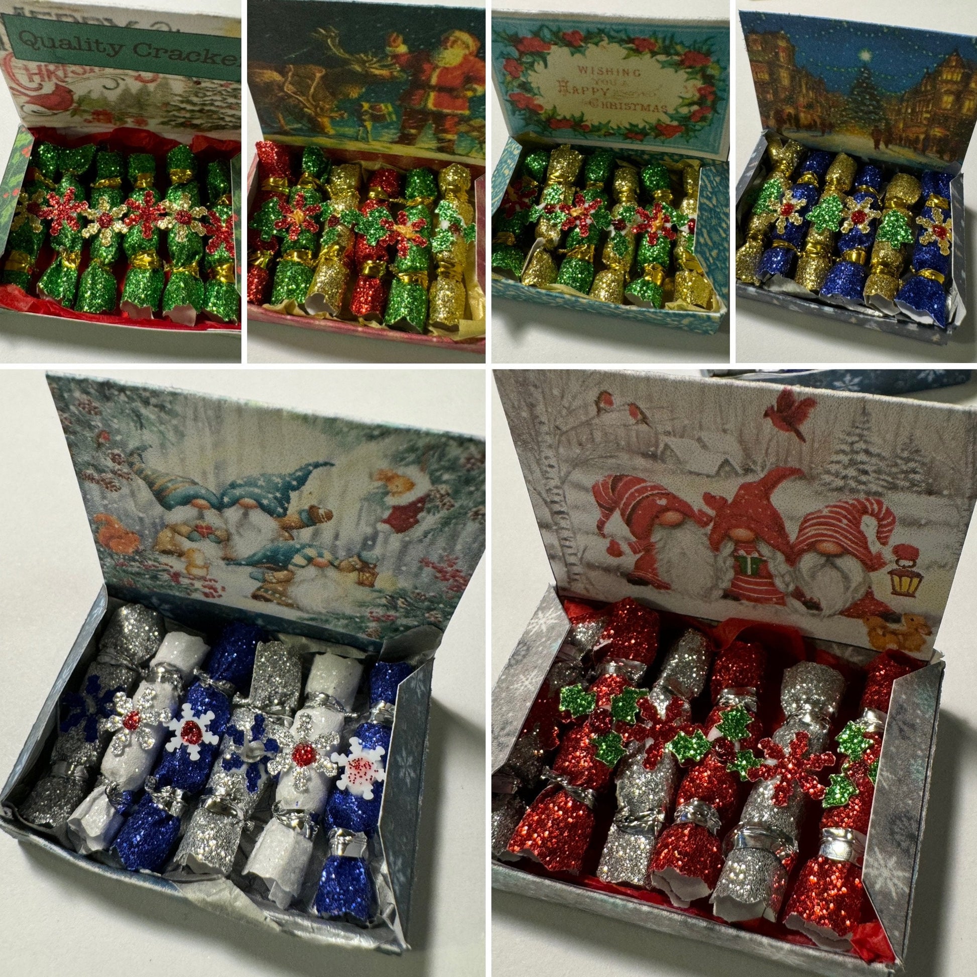 DOLLS HOUSE MINIATURES - 1/12th scale (1 inch) christmas crackers in box  (6 options)