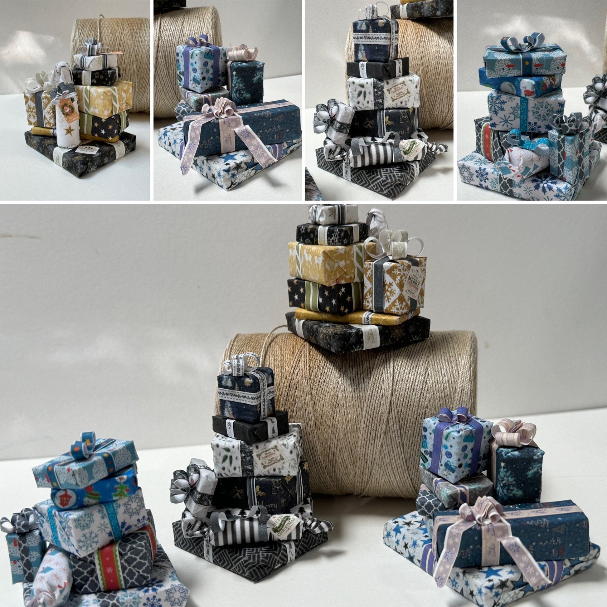 DOLLS HOUSE MINIATURES - 1/12th scale (1 inch) stack of Christmas Presents (4 options)