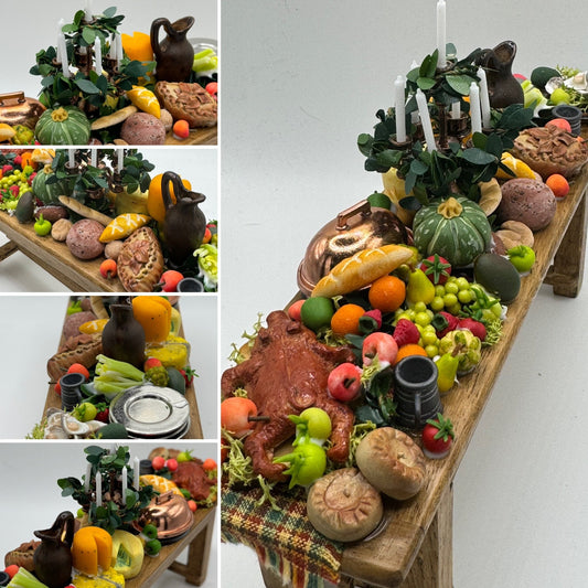 Dolls House Miniatures - Tudor Feast Table