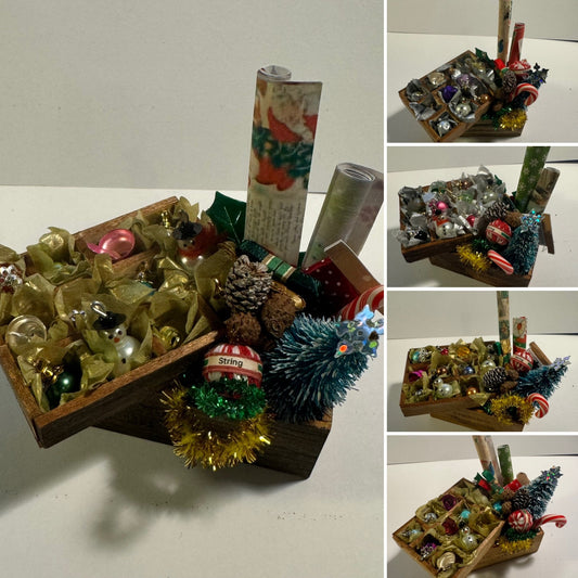 DOLLS HOUSE MINIATURES - 1/12th scale (1 inch) christmas decorations boxes  (5 options)