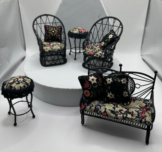 Dolls House Miniatures - Black Wire Chairs / stools (5 options)