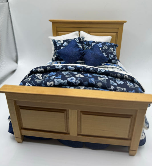 Dolls House Dressed 1/12th Double Bed - Natasha - liberty fabrics