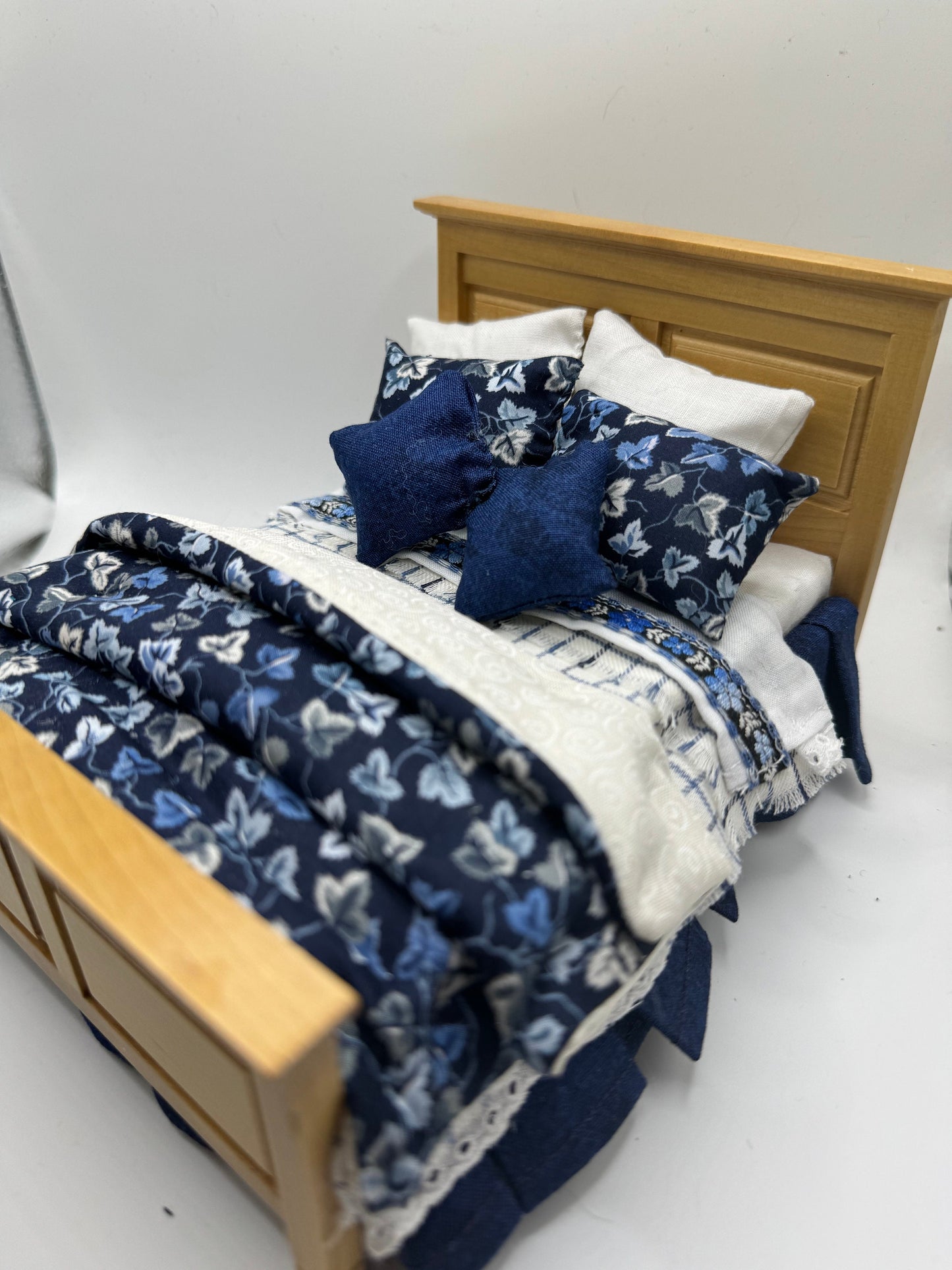 Dolls House Dressed 1/12th Double Bed - Natasha - liberty fabrics