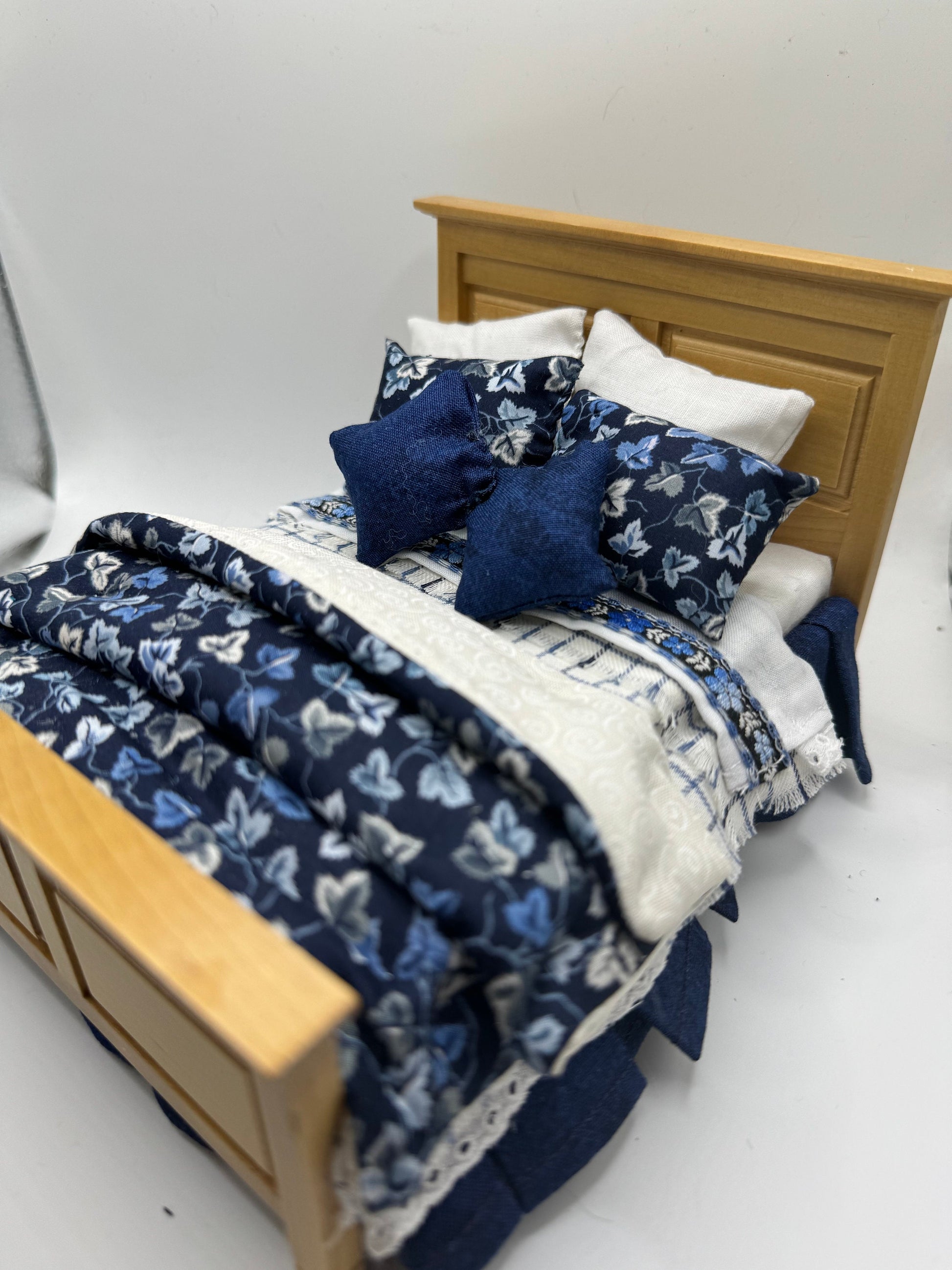 Dolls House Dressed 1/12th Double Bed - Natasha - liberty fabrics