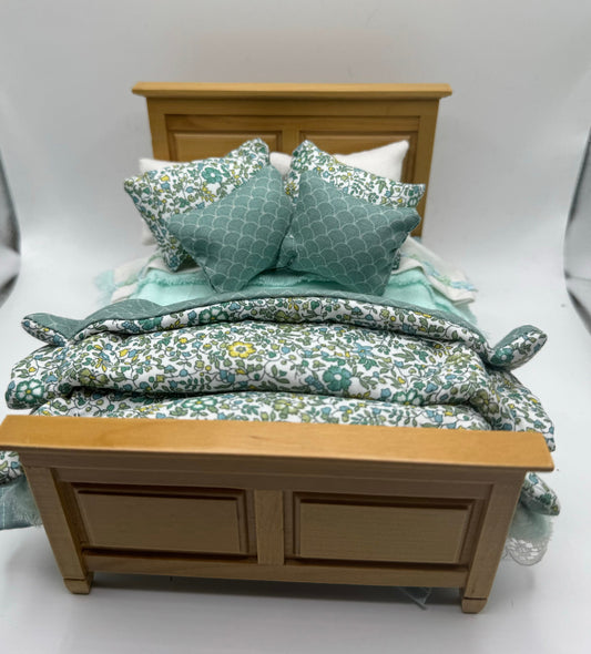Dolls House Dressed 1/12th Double Bed - Bella - liberty fabrics