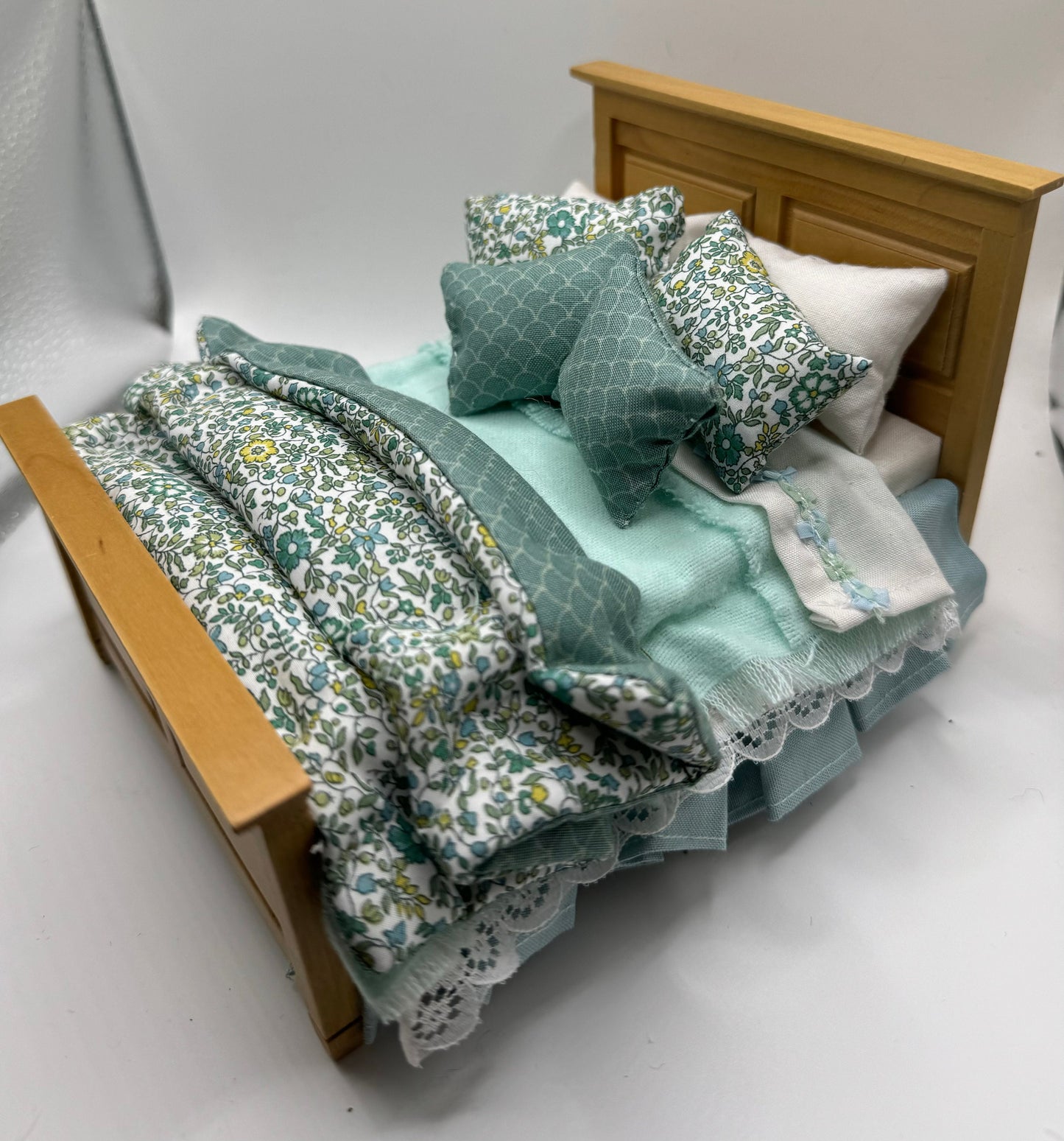 Dolls House Dressed 1/12th Double Bed - Bella - liberty fabrics