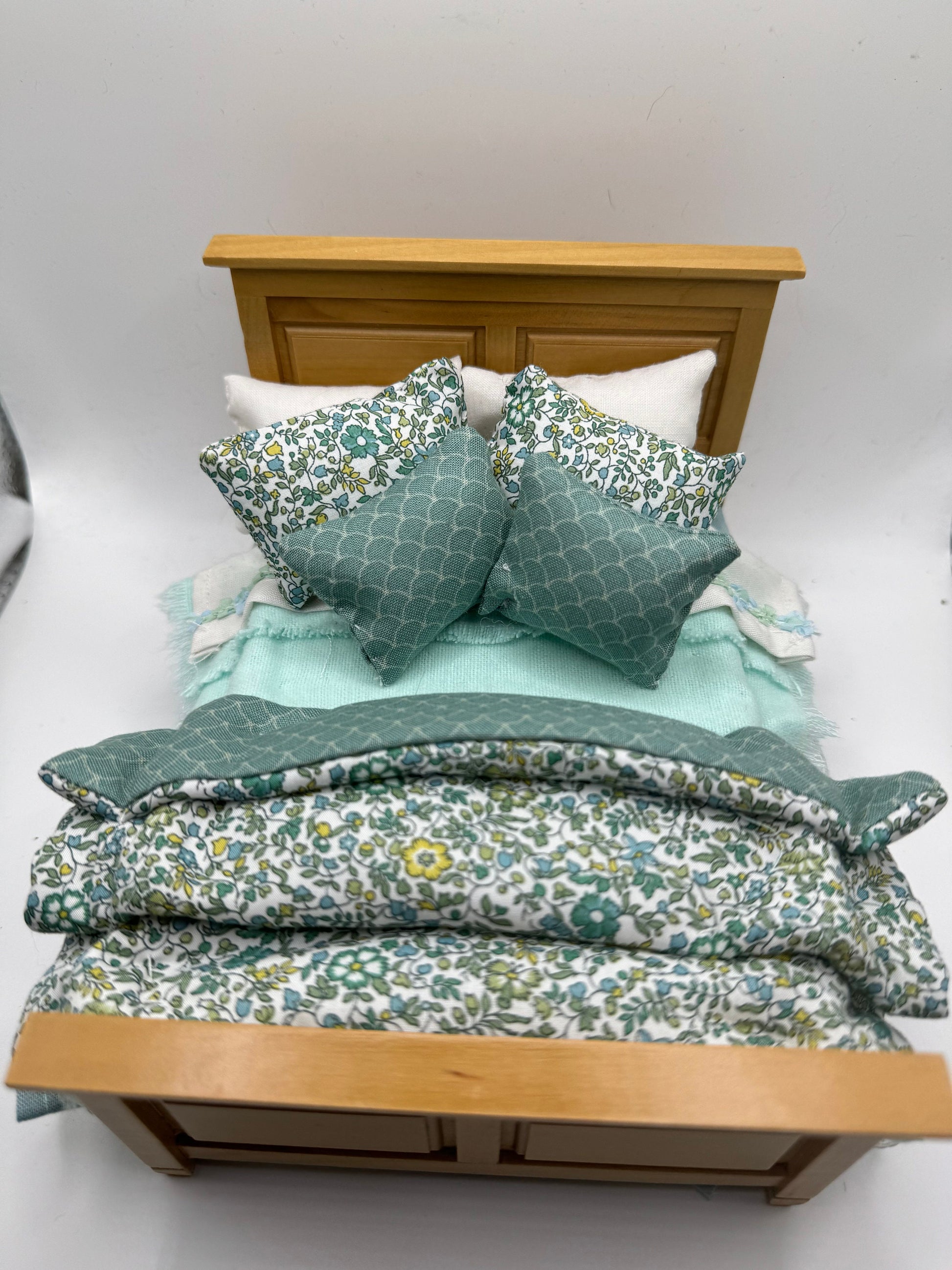 Dolls House Dressed 1/12th Double Bed - Bella - liberty fabrics
