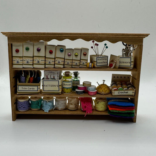 Dolls House Miniatures - 1/12th  - Haberdashery wall Shelves