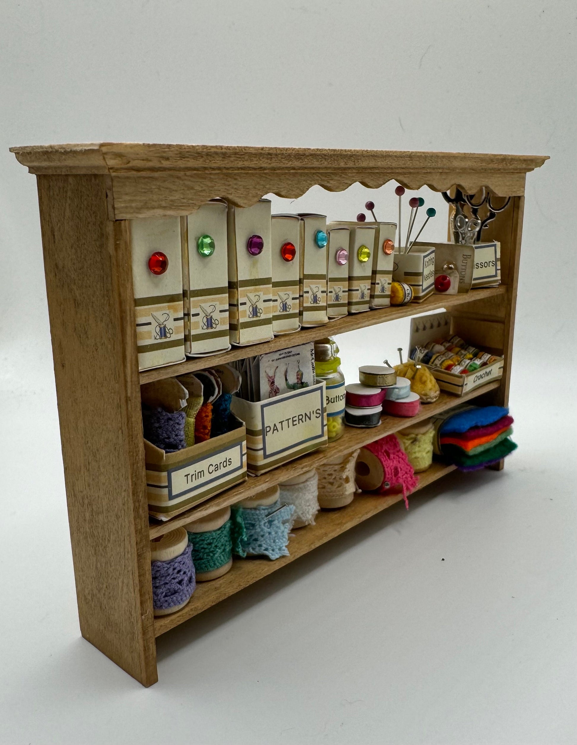Dolls House Miniatures - 1/12th  - Haberdashery wall Shelves