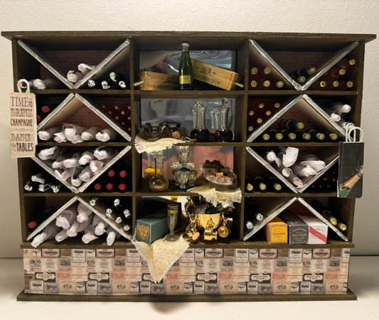 Dolls House Miniatures - 1/12th Wine And Champagne Rack / shelf
