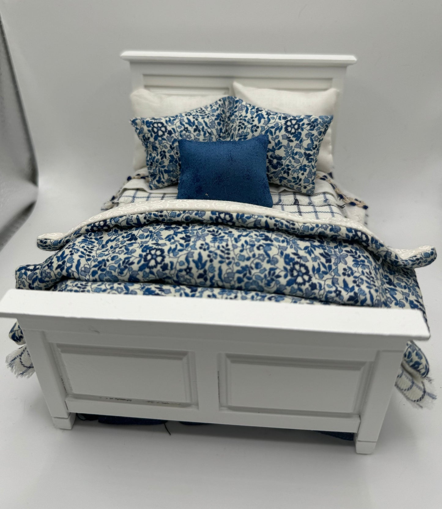 Dolls House Dressed 1/12th Double Bed - Ella - liberty fabrics