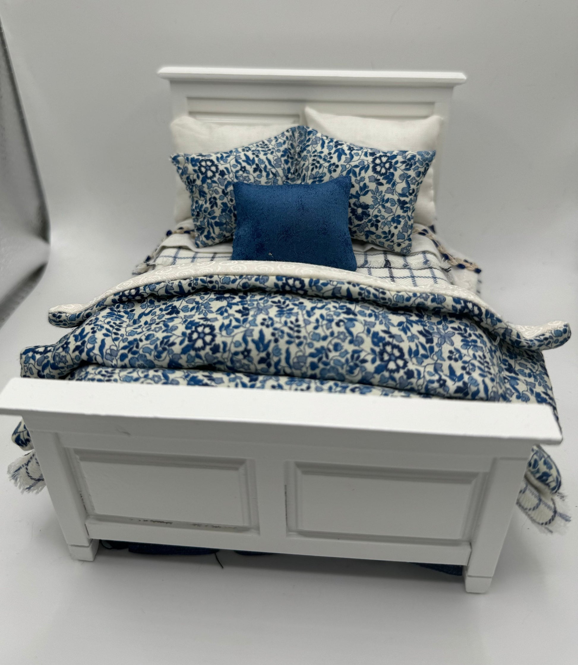 Dolls House Dressed 1/12th Double Bed - Ella - liberty fabrics