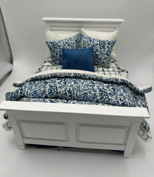 Dolls House Dressed 1/12th Double Bed - Ella - liberty fabrics