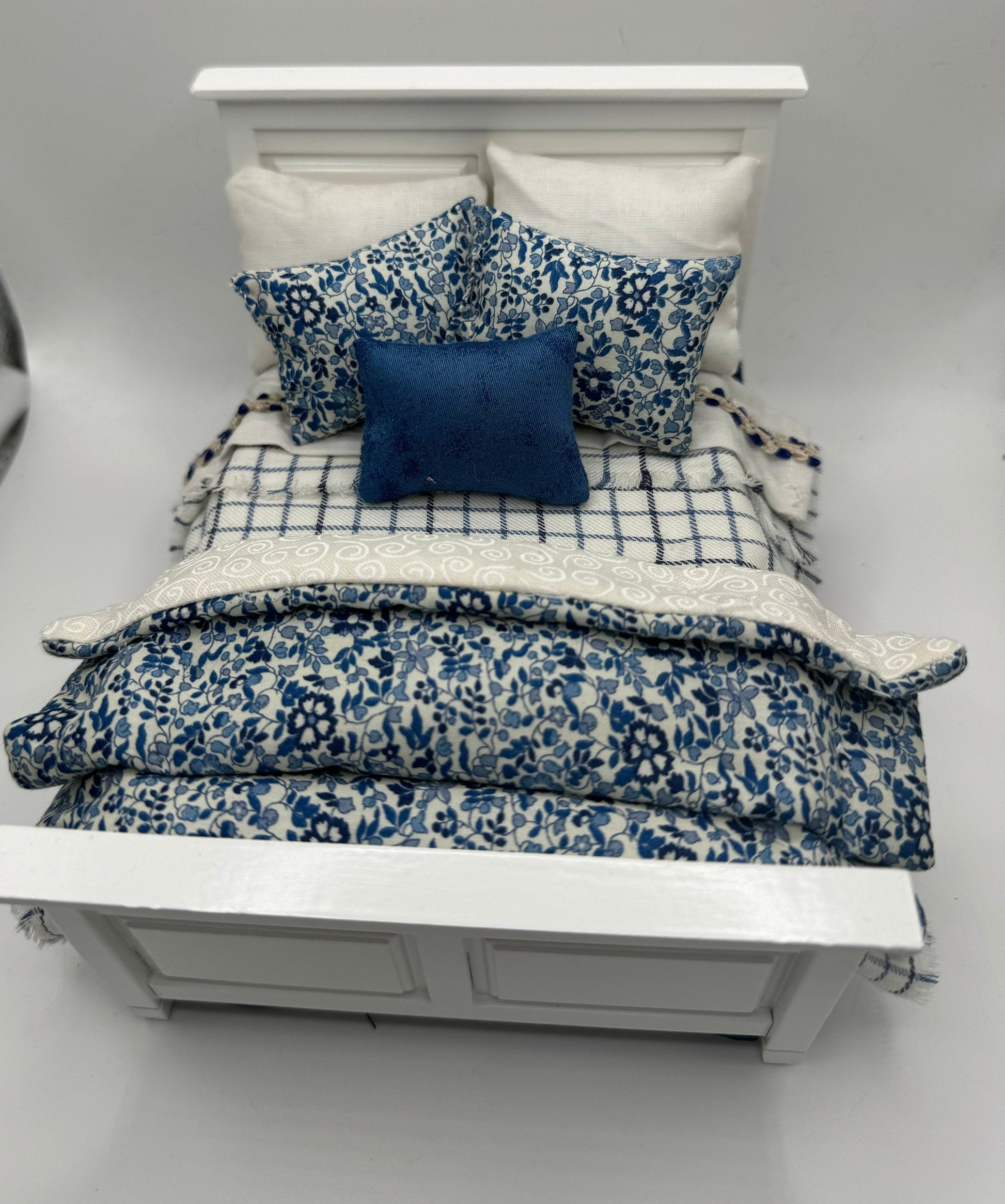 Dolls House Dressed 1/12th Double Bed - Ella - liberty fabrics