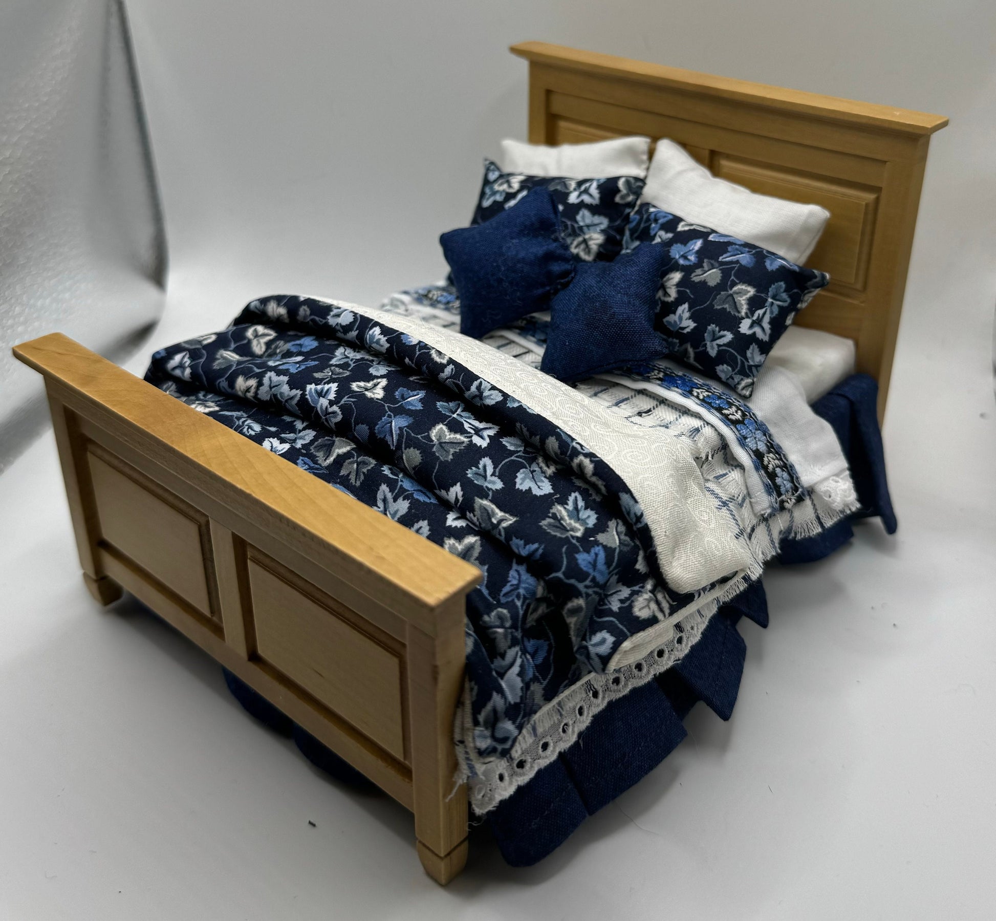 Dolls House Dressed 1/12th Double Bed - Natasha - liberty fabrics