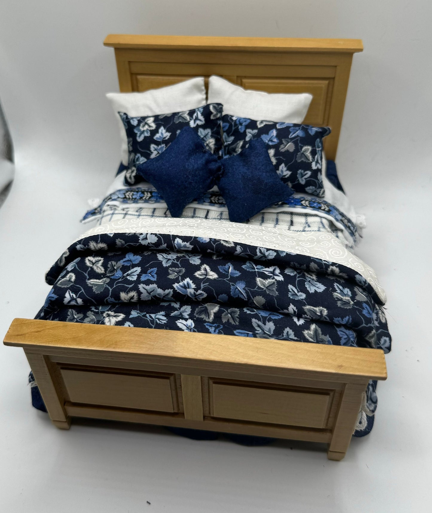 Dolls House Dressed 1/12th Double Bed - Natasha - liberty fabrics