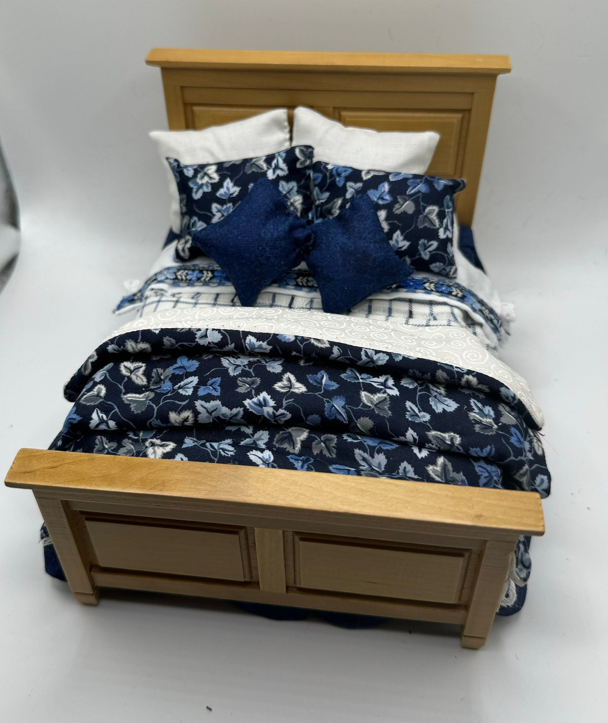 Dolls House Dressed 1/12th Double Bed - Natasha - liberty fabrics