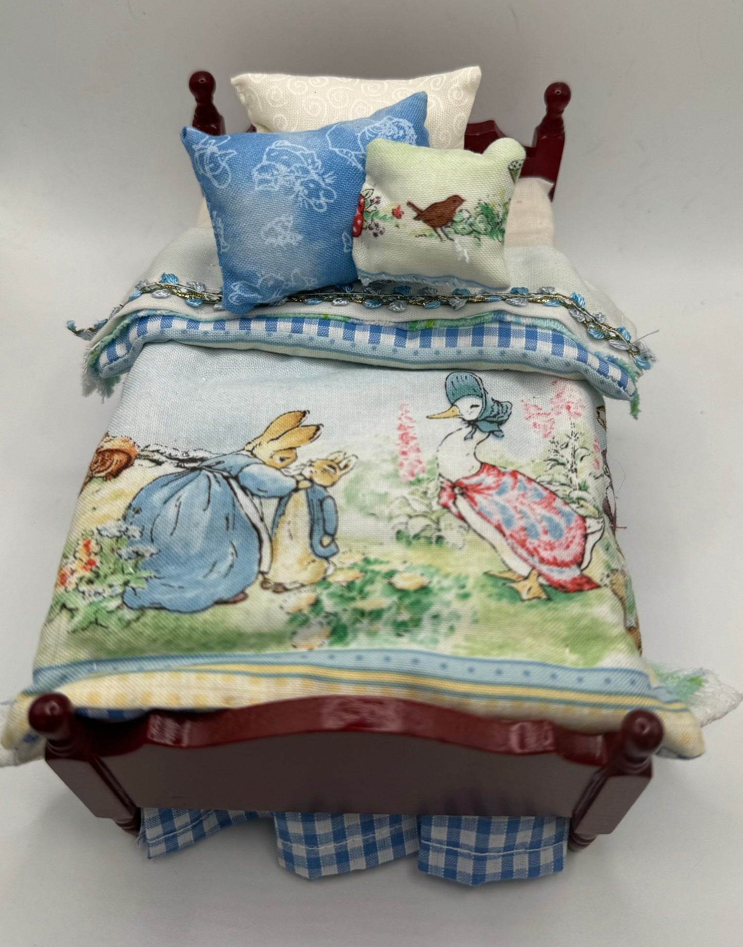 Dolls House Luxury Dressed 1/12th Single Bed - Peter  - Peter Rabbit fabric