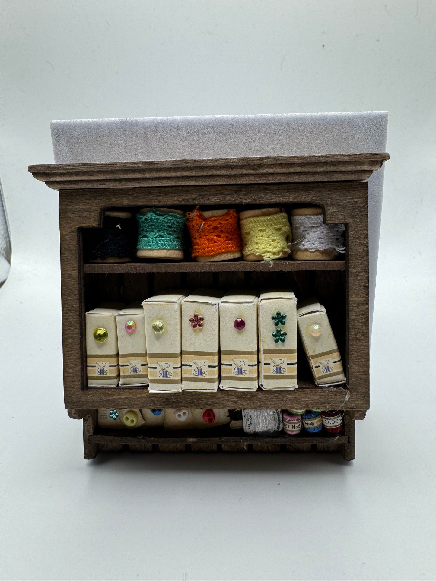 Dolls House Miniatures - 1/12th Haberdashery / Sewing Shelf - 2 options