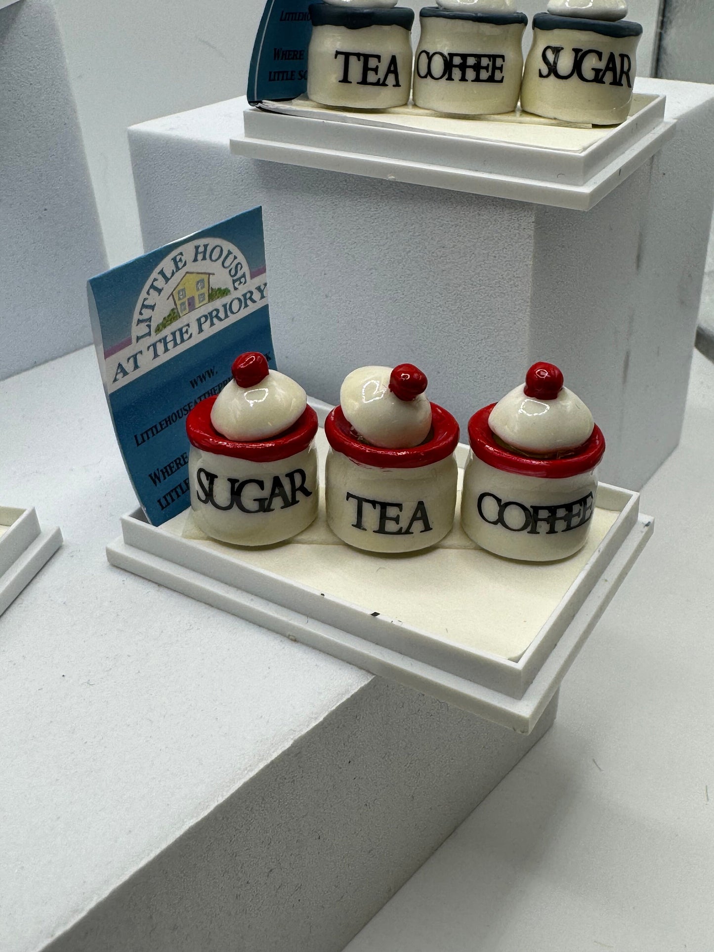 Dolls House Miniatures - 1/12th Kitchen Tea Coffee Sugar Jar set x1 (various colours)