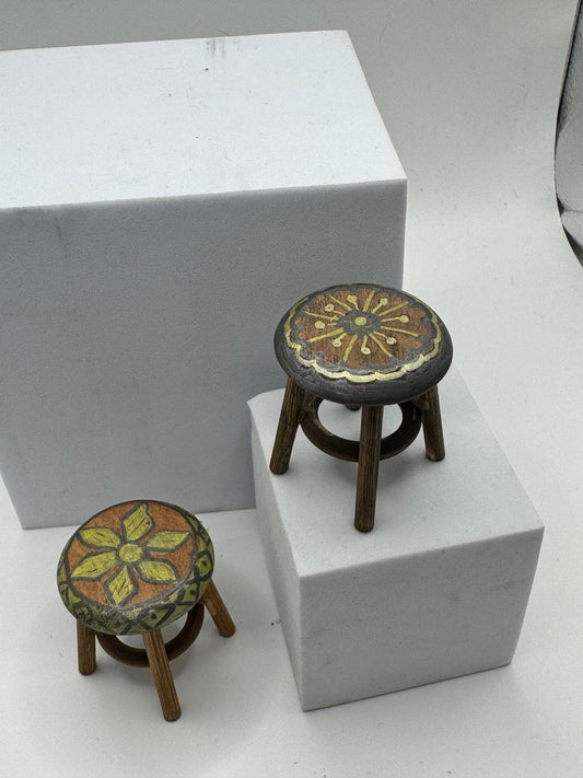 DOLLS HOUSE MINIATURES - Hand Painted Stool (2 options)