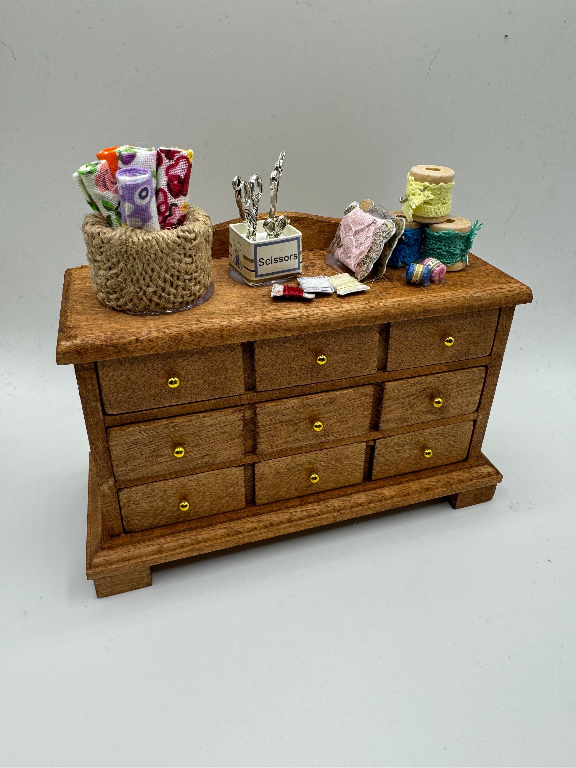 Dolls House Miniatures - 1/12th  - Haberdashery Sewing Drawers (2 options)