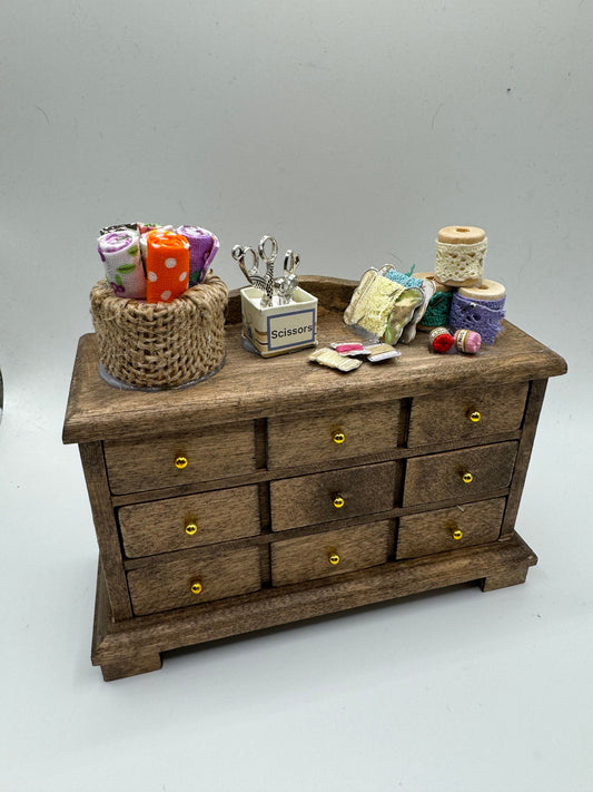 Dolls House Miniatures - 1/12th  - Haberdashery Sewing Drawers (2 options)
