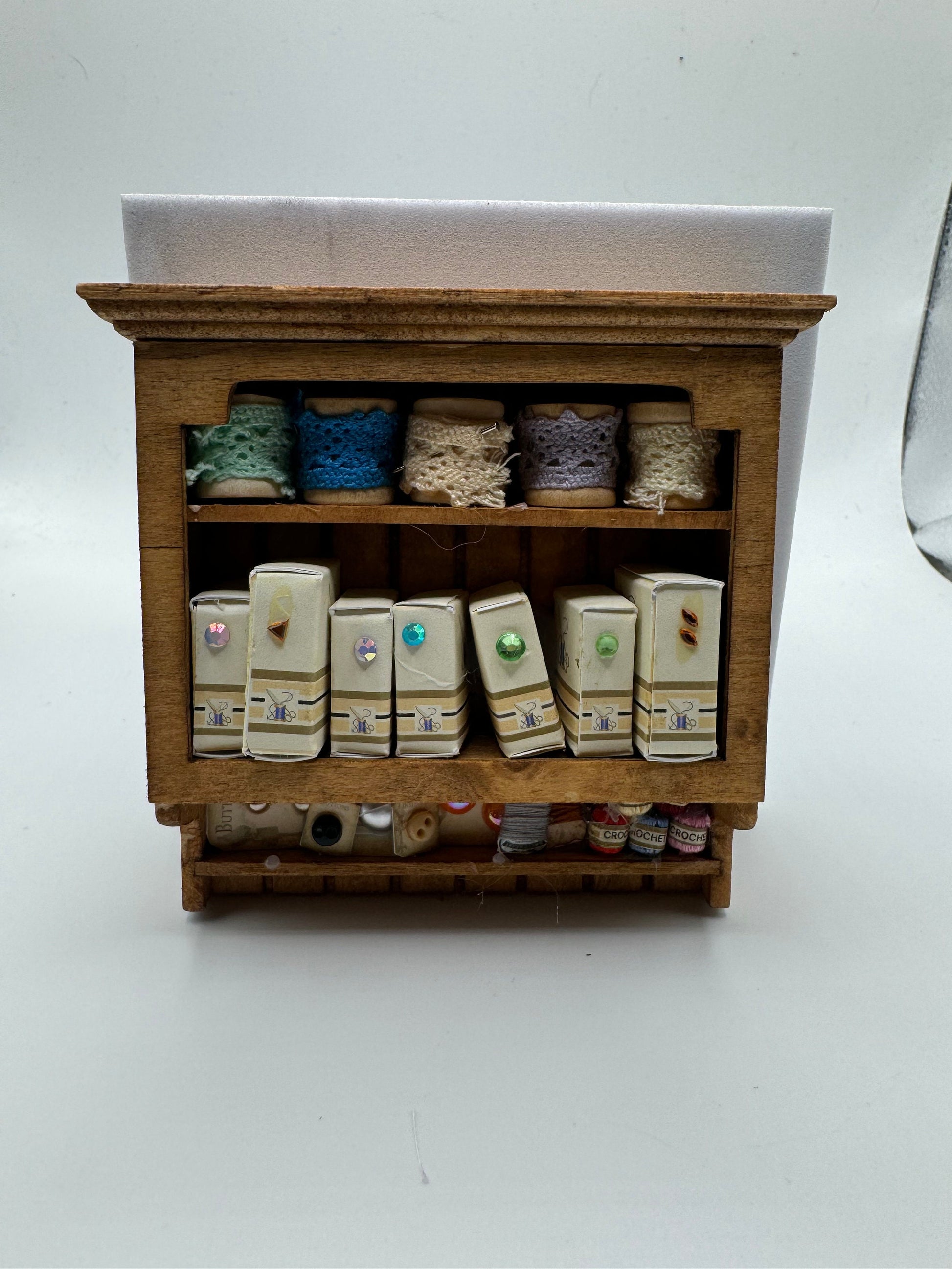 Dolls House Miniatures - 1/12th Haberdashery / Sewing Shelf - 2 options