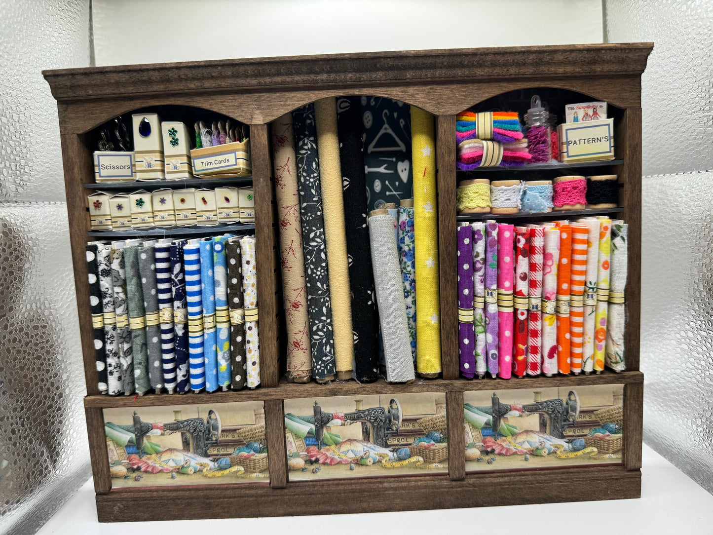 Dolls House Miniatures - 1/12th  - Haberdashery Sewing Shelf