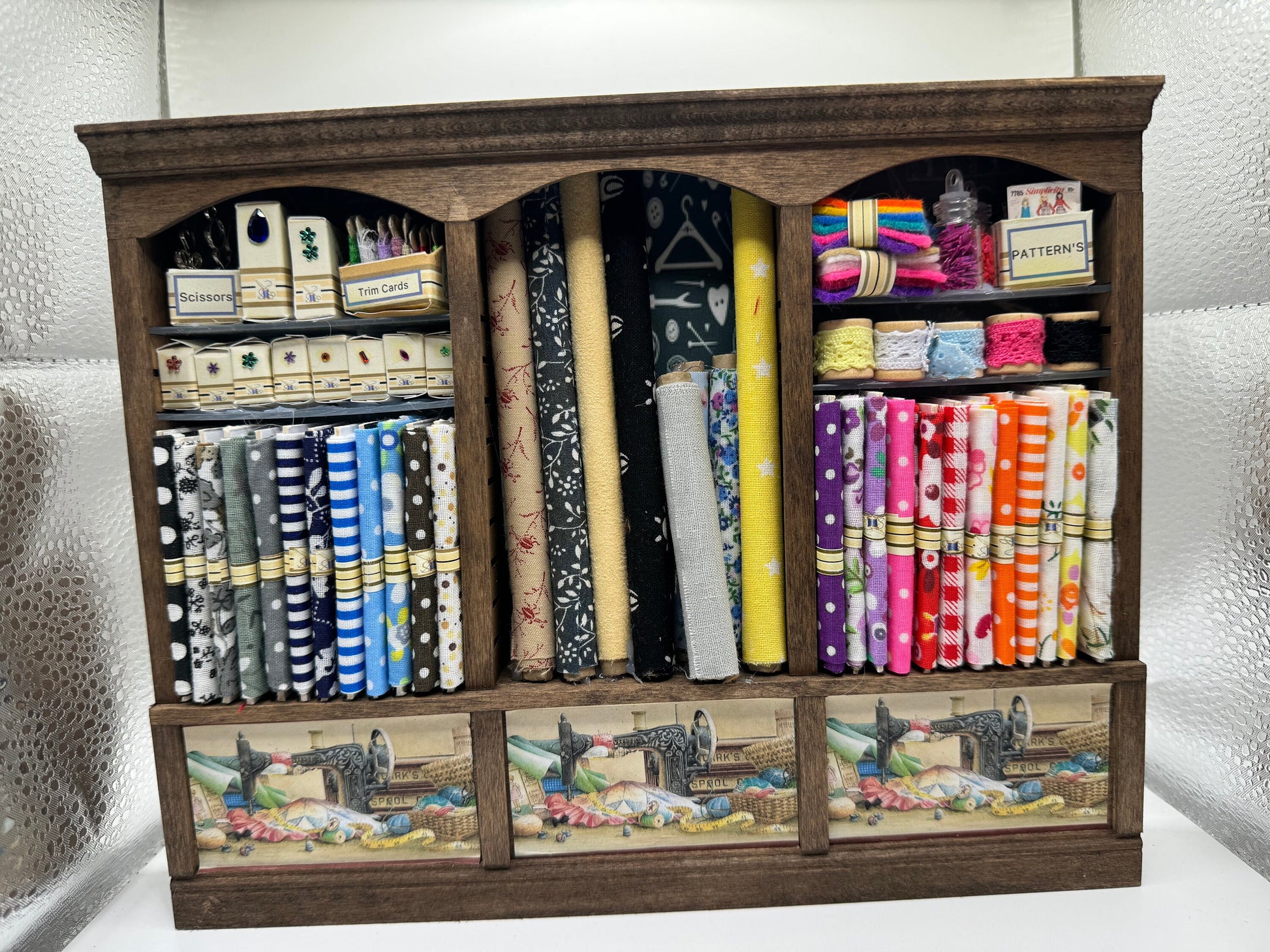 Dolls House Miniatures - 1/12th  - Haberdashery Sewing Shelf