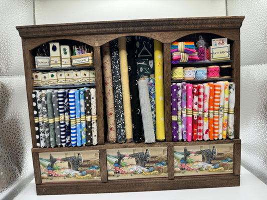 Dolls House Miniatures - 1/12th  - Haberdashery Sewing Shelf
