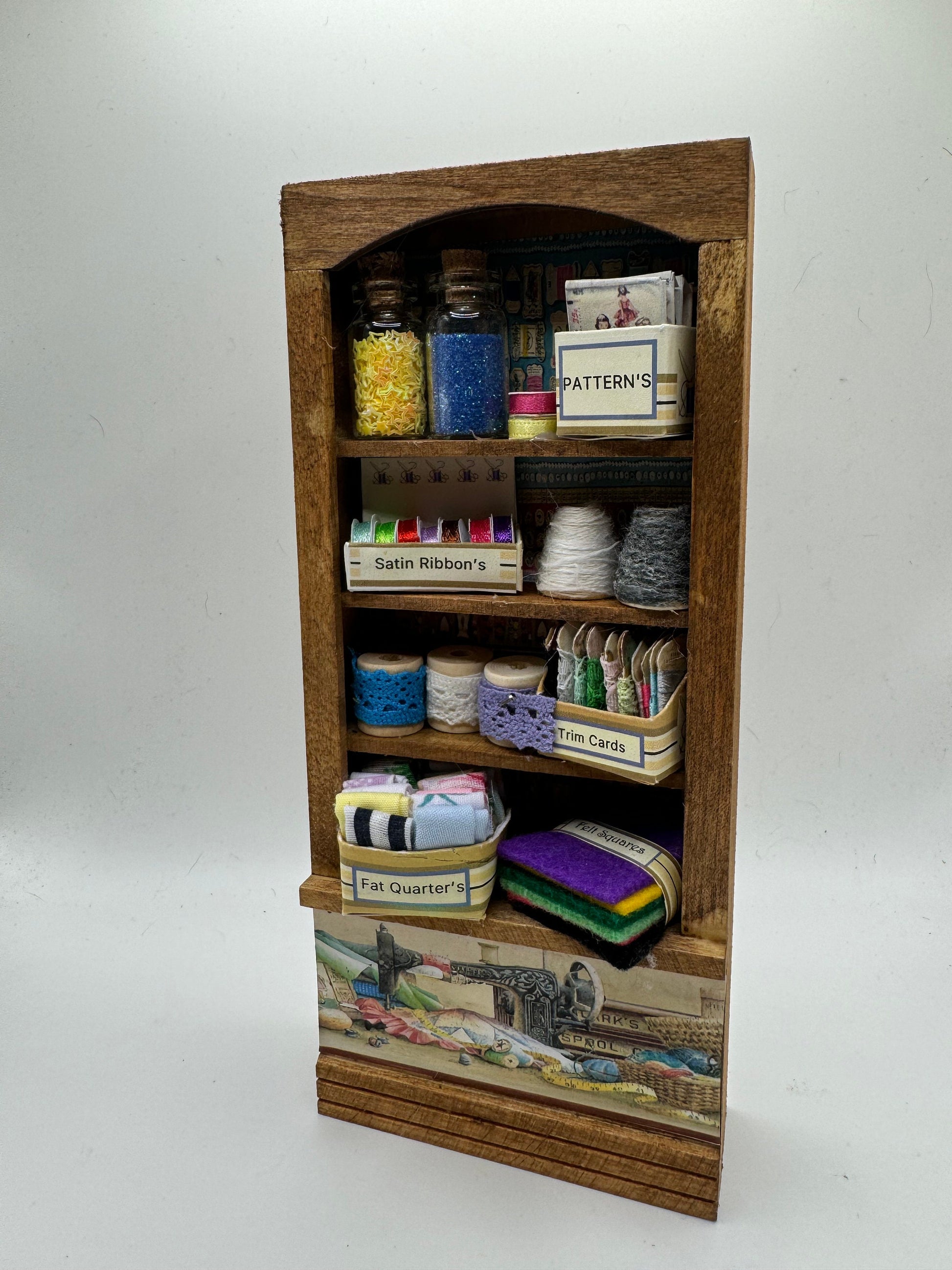 Dolls House Miniatures - 1/12th  - Haberdashery Sewing Tall Shelf Unit (2 options)