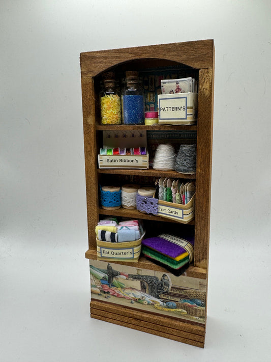 Dolls House Miniatures - 1/12th  - Haberdashery Sewing Tall Shelf Unit (2 options)